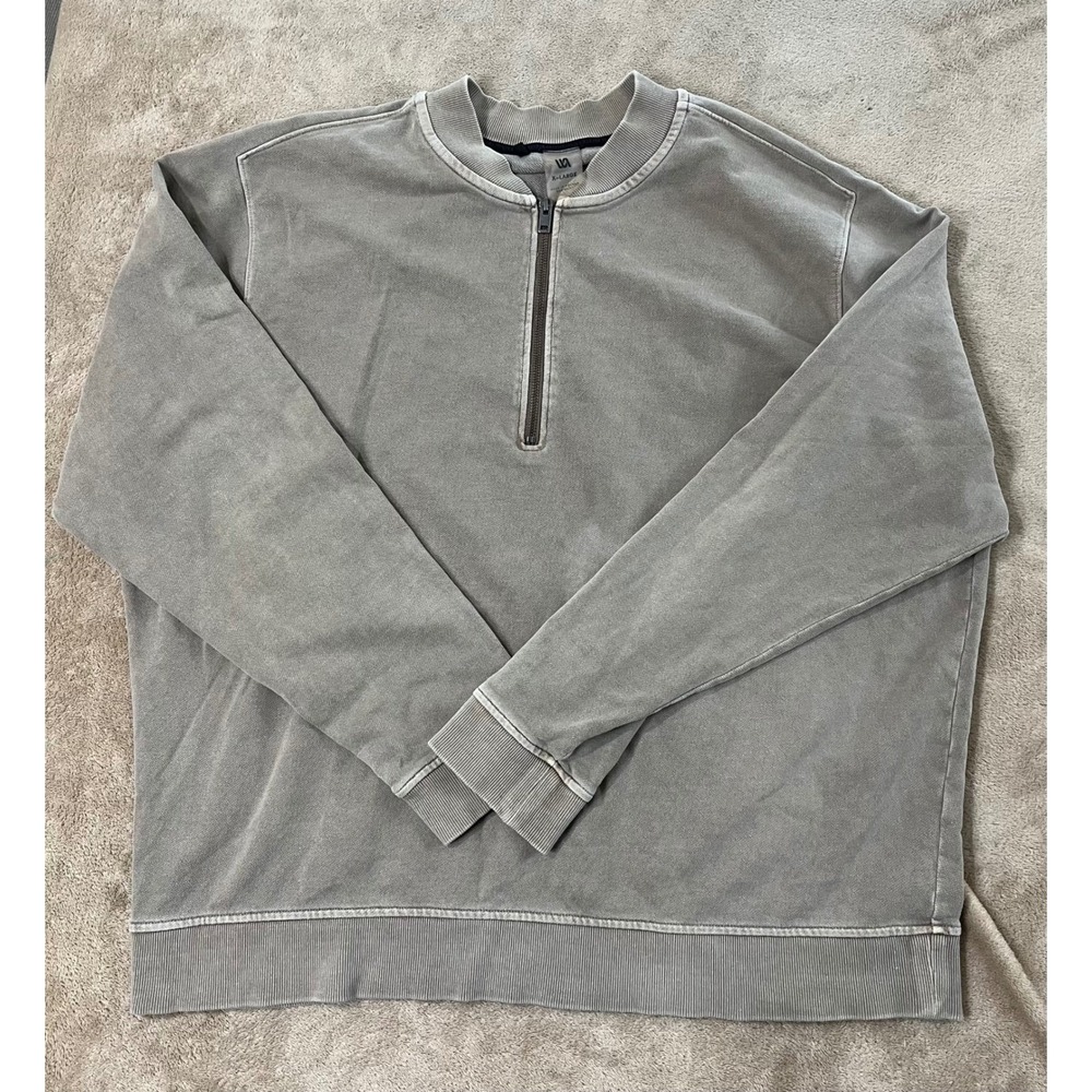 VRST Pullover 1/4 zip Sweater mens XL Beige Gray Ribbed good